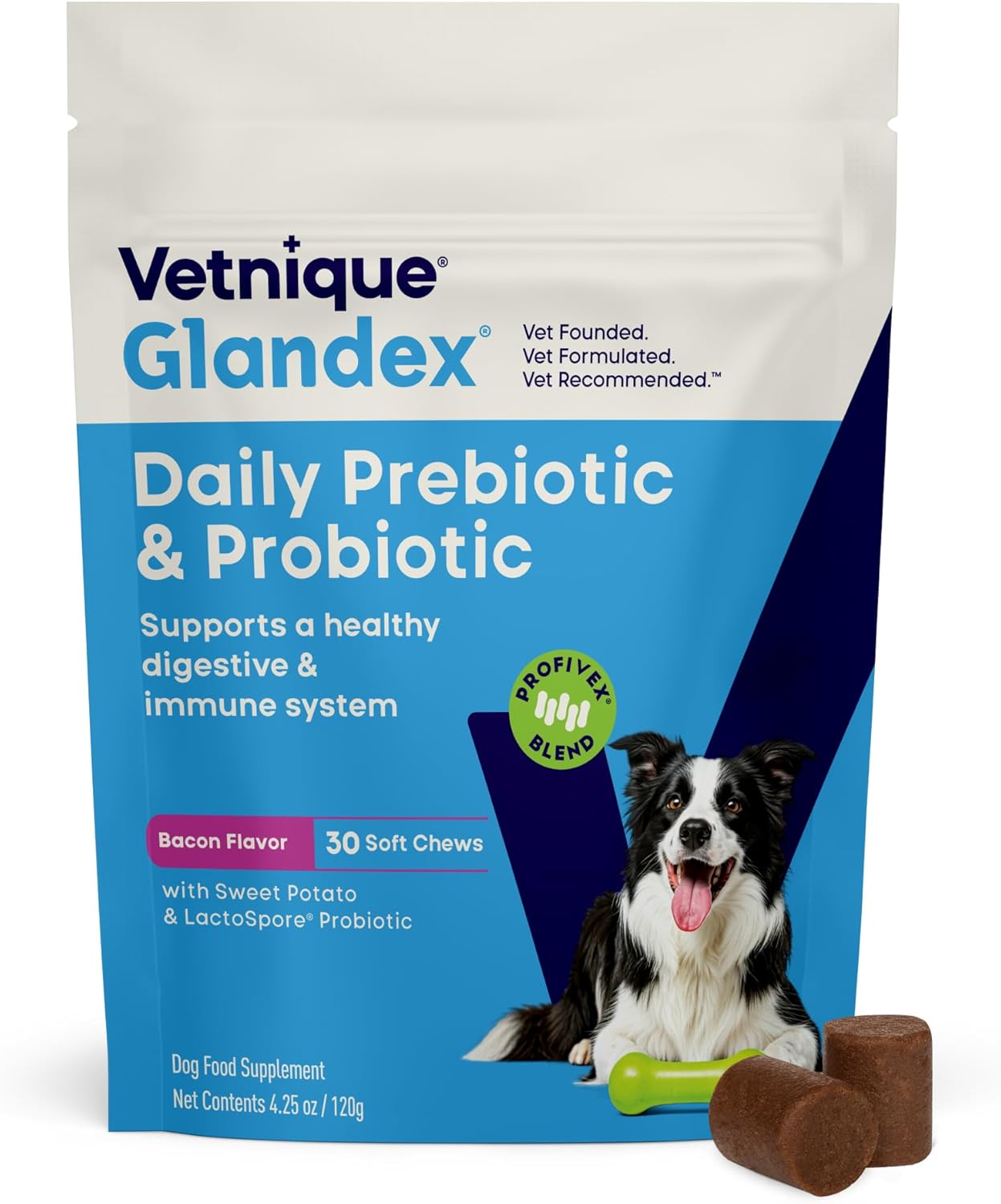 Vetnique Glandex Dog Probiotic Chews, Daily Probiotics for Dogs 5 Strains, Prebiotics & Digestive Enzymes for Gut & Immune Health, Vet Formulated for Occasional Diarrhea (60ct Chews, Probiotic Chews) - Image 13