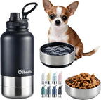 Cibaabo insulated dog water bottle front view matte black travel thermos