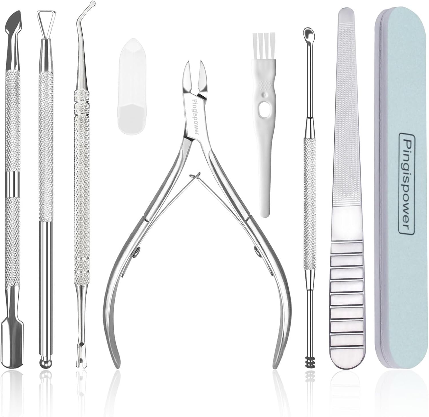 Pingispower 9 piece cuticle tool set professional manicure kit