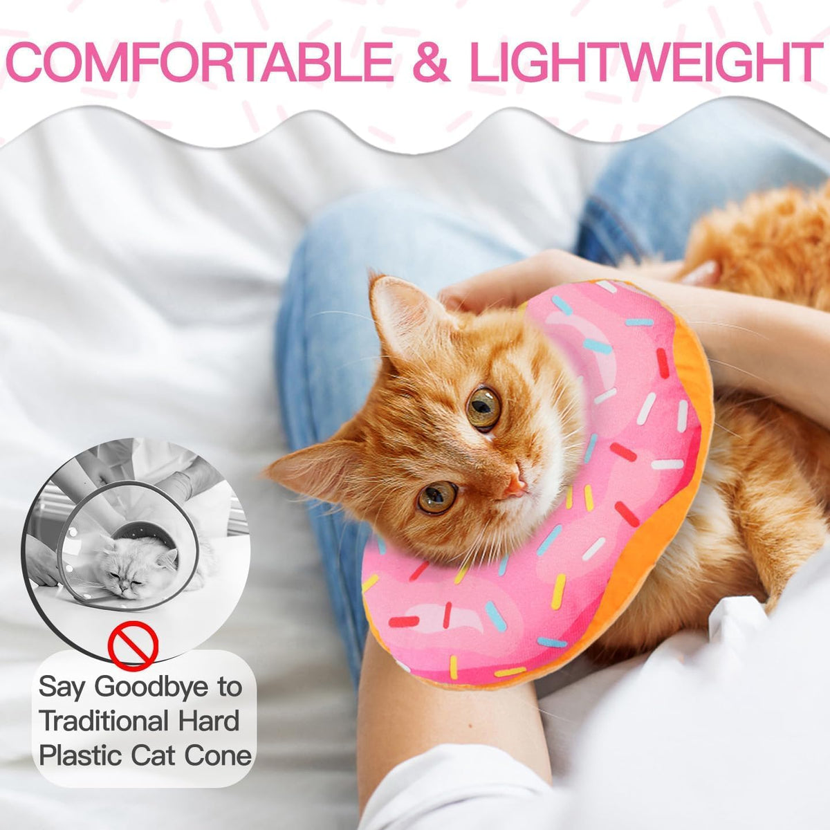 WONONE adjustable Elizabethan collar laying flat showing fabric texture
