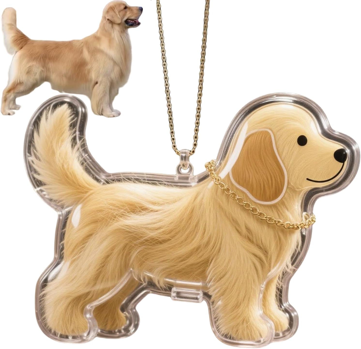 Premium quality clear plastic dog shape keychain charm with durable metal hardware