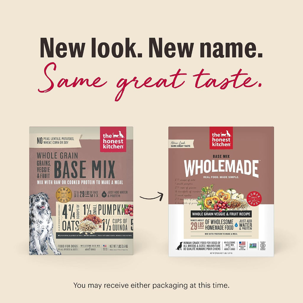 Dehydrated dog food base mix texture in a bowl