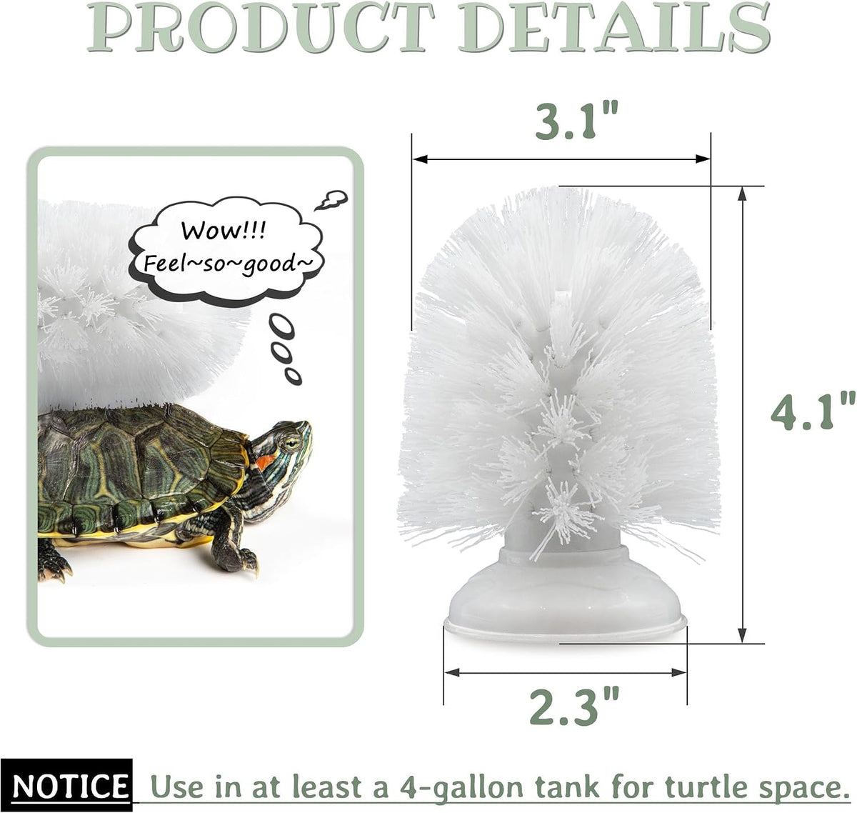 JJMOLLE small reptile tank accessories white cleaning brush installed