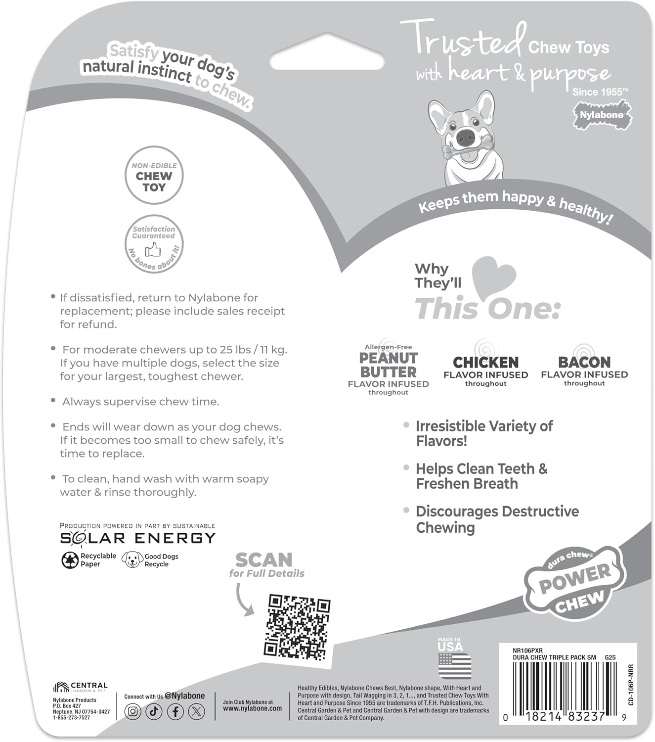 Nylabone Original Bone Power Chew Toys for Dogs, Durable & Tough Dog Toys for Aggressive Chewers, Long Lasting Chicken, Bacon, and Peanut Butter Flavor, Small - Up to 25 lbs, 1 Count - Image 12