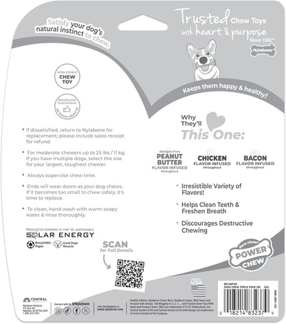 Nylabone Original Bone Power Chew Toys for Dogs, Durable & Tough Dog Toys for Aggressive Chewers, Long Lasting Chicken, Bacon, and Peanut Butter Flavor, Small - Up to 25 lbs, 1 Count - Image 12