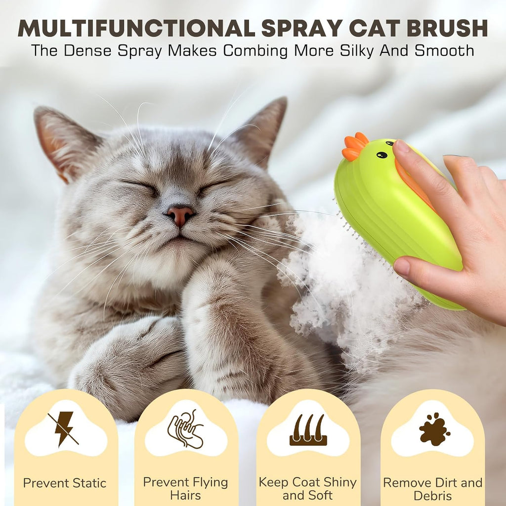 Cat steam brush showing steam spray function