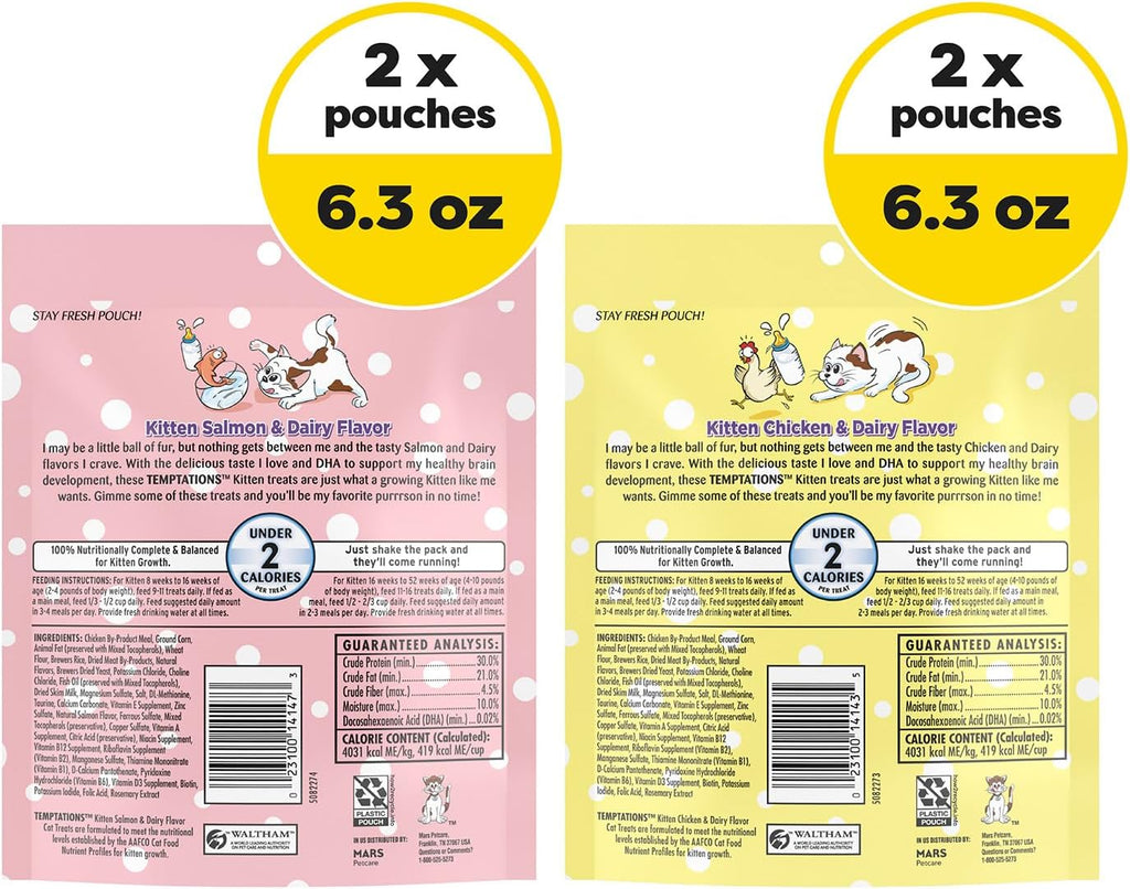 USA imported dual texture crunchy and soft cat treats for growing kittens