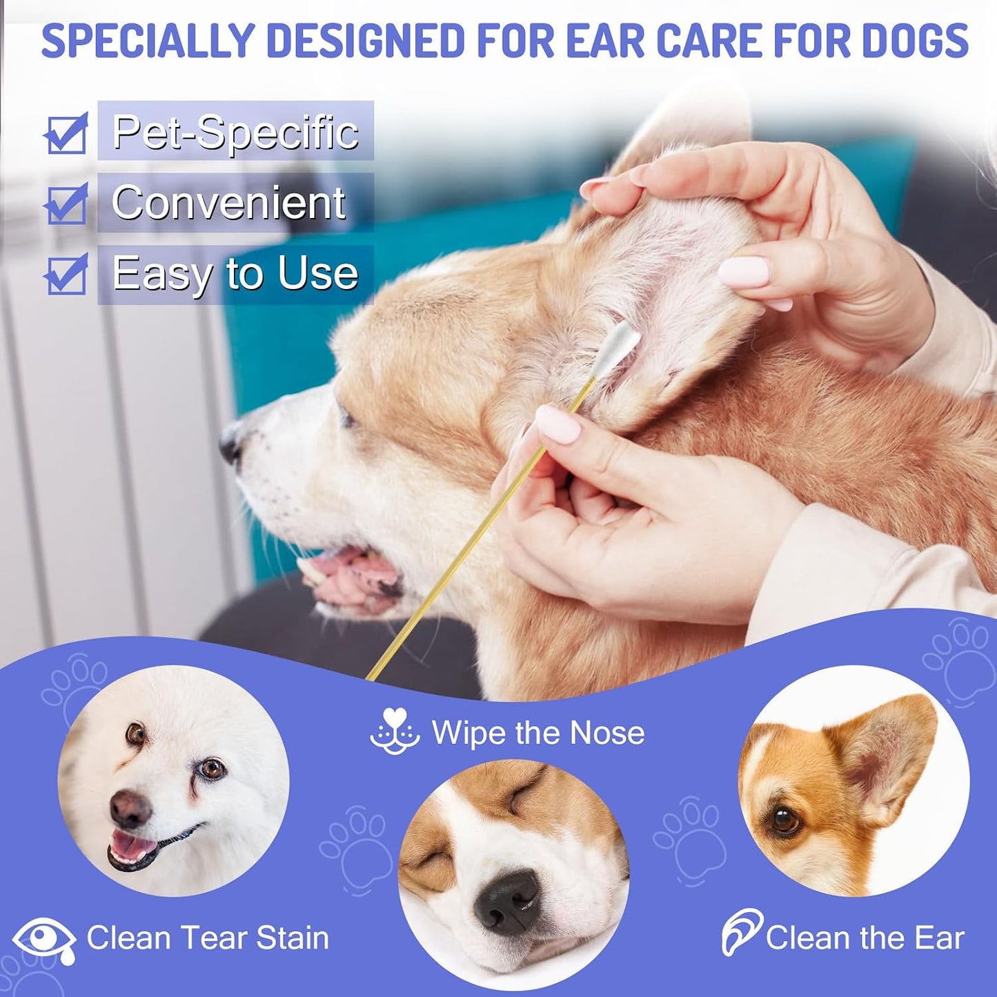 Accesfire dog ear swabs showing the thick cotton tip
