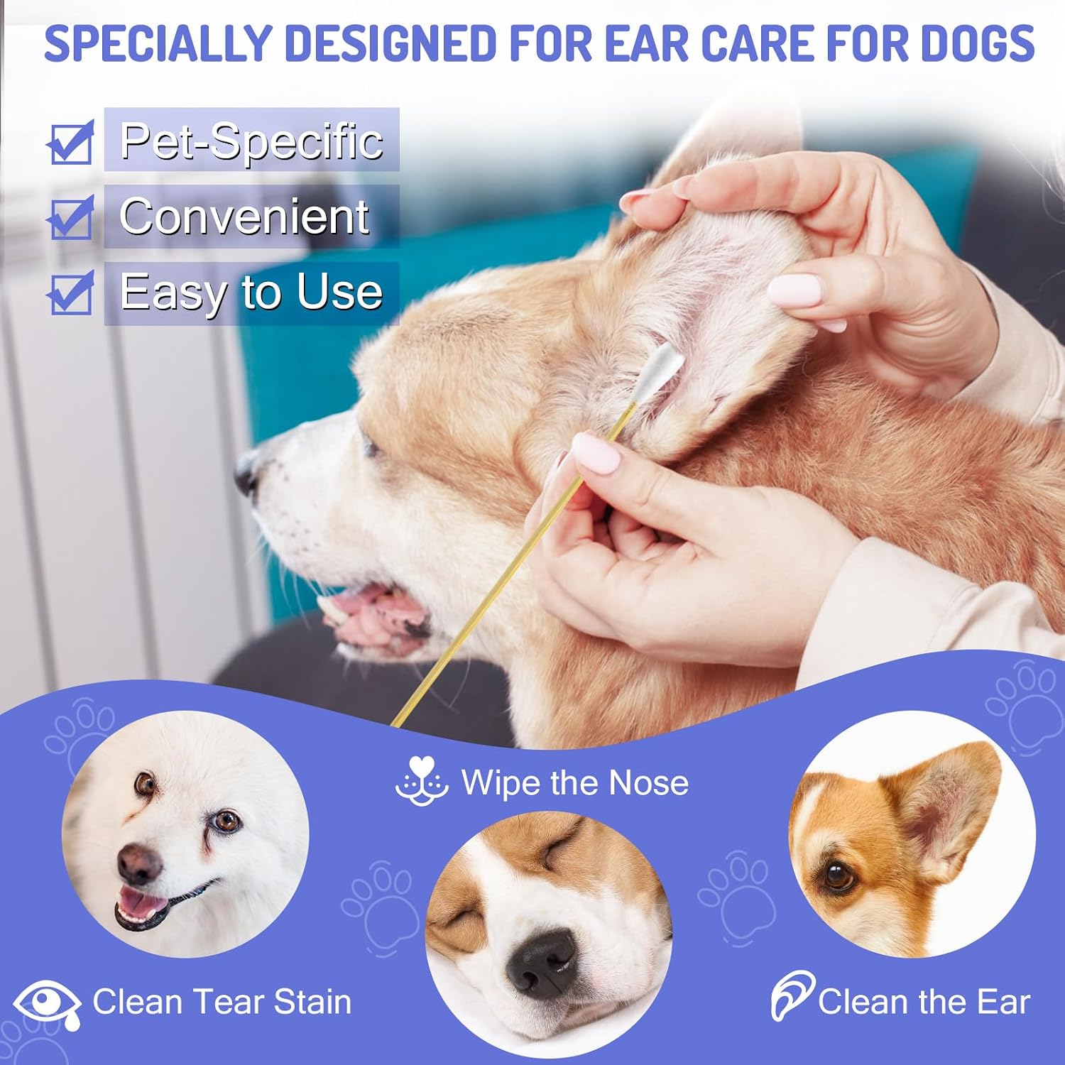 Accesfire dog ear swabs showing the thick cotton tip