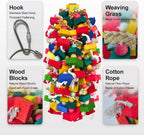 HZDZ LCPAW wooden parrot chew toy hanging in cage