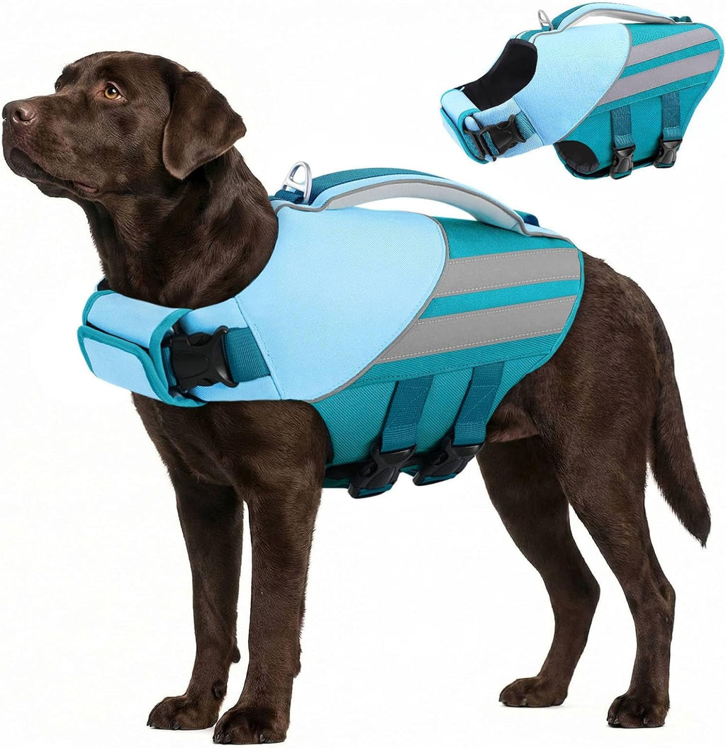 Queenmore Dog Life Jacket for Large Dogs, Lightweight High Flotation Dog Life Vest for Boating, Adjustable Pet Swimming Vest Lifesaver with Rescue Handle for Large Dogs, Rose Pink L - Image 15