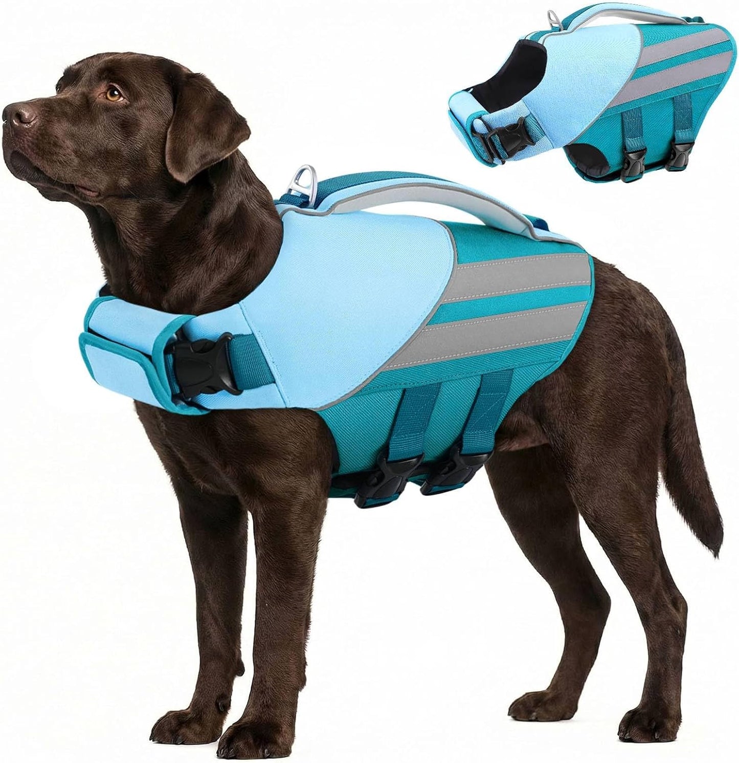 Queenmore Dog Life Jacket for Large Dogs, Lightweight High Flotation Dog Life Vest for Boating, Adjustable Pet Swimming Vest Lifesaver with Rescue Handle for Large Dogs, Rose Pink L - Image 15