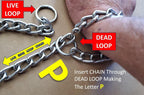 Adjustable slip chain collar for obedience training and walking large breed dogs.
