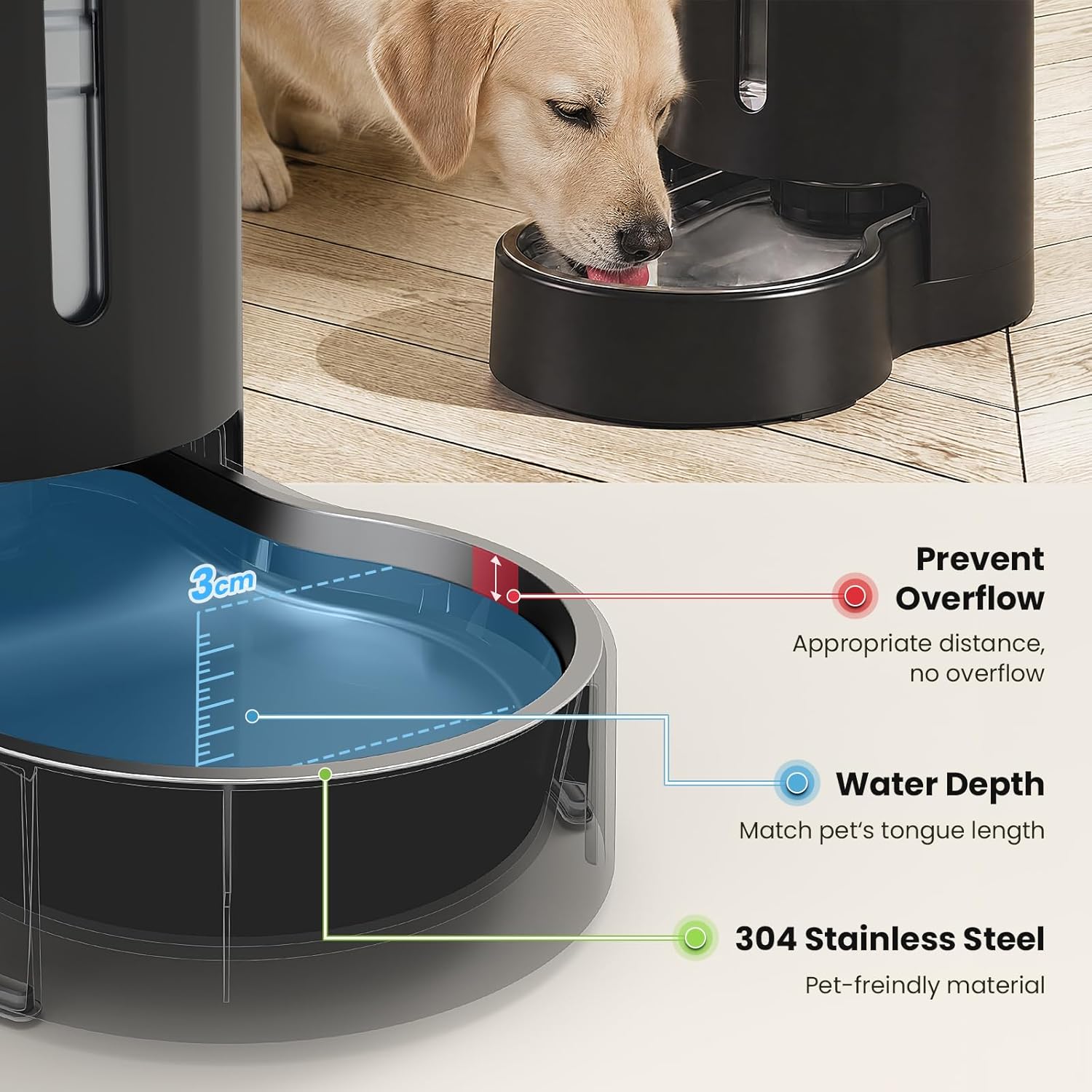 Wide mouth opening detail on the CZPET automatic cat and dog gravity waterer bottle