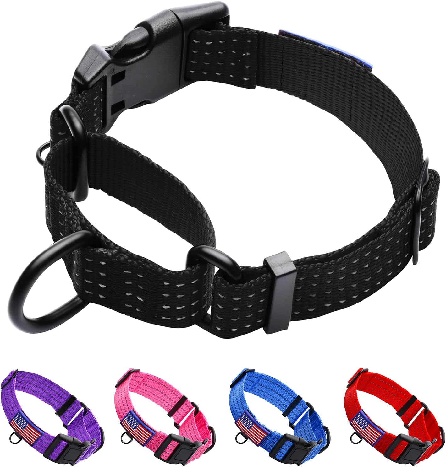 Martingale Collar for Training Dogs. Adjustable Reflective Collars with Buckle-USA Flag- NO Pull-Prevents Slipping Out, for Medium Large XL Dogs. Helps with Strong pullers (XL, Blue) - Image 9