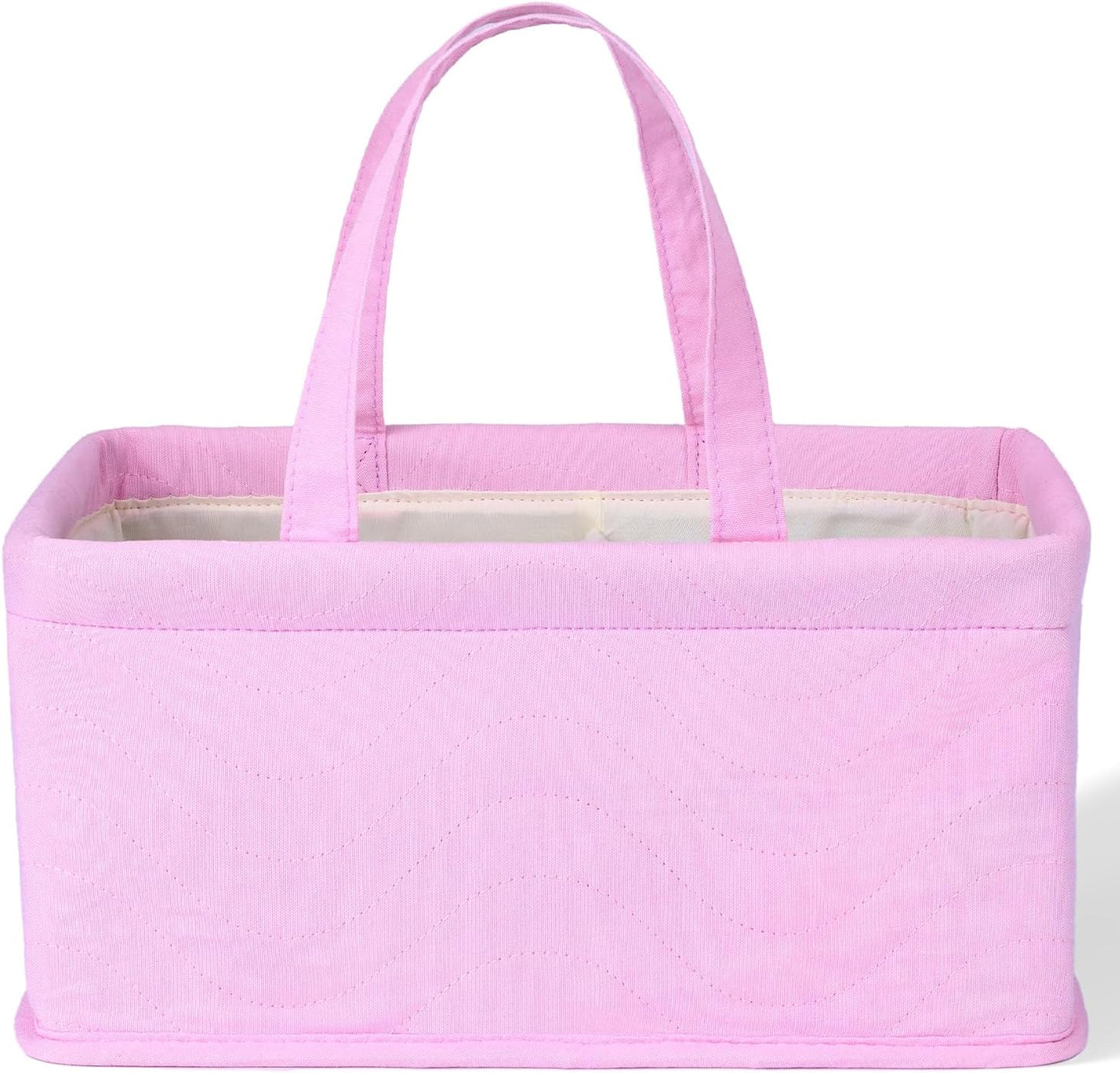 Mr. Pen Pink Quilted Baby Diaper Caddy Organizer front view