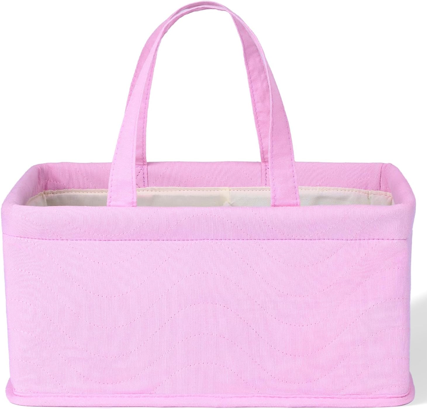 Mr. Pen Pink Quilted Baby Diaper Caddy Organizer front view