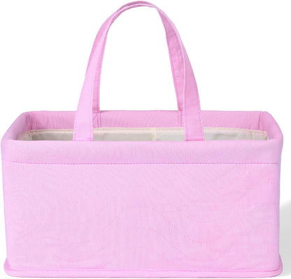 Mr. Pen Pink Quilted Baby Diaper Caddy Organizer front view