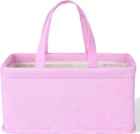 Mr. Pen Pink Quilted Baby Diaper Caddy Organizer front view