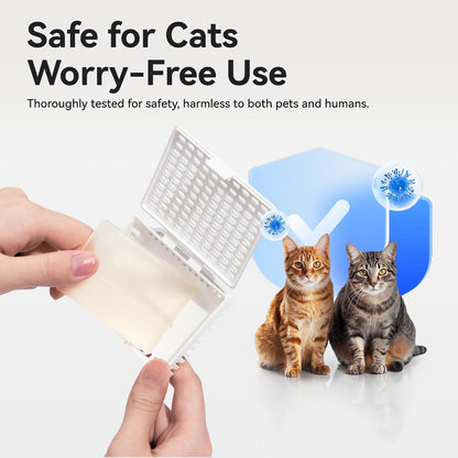 Close up of the non toxic Catlink C70 cat toilet odor eliminator cube designed to trap ammonia gases.