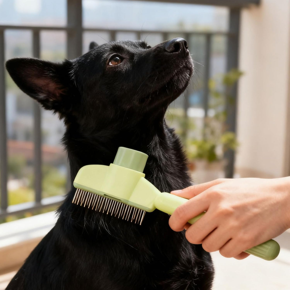 Dogs and Cats Comb with Release Button, Pet Hair Removal Tools with Safe Stainless Steel Teeth for Deshedding, Cat Grooming Supplies for Long/Short Hair, Cat Brush for Shedding, Green - Image 9