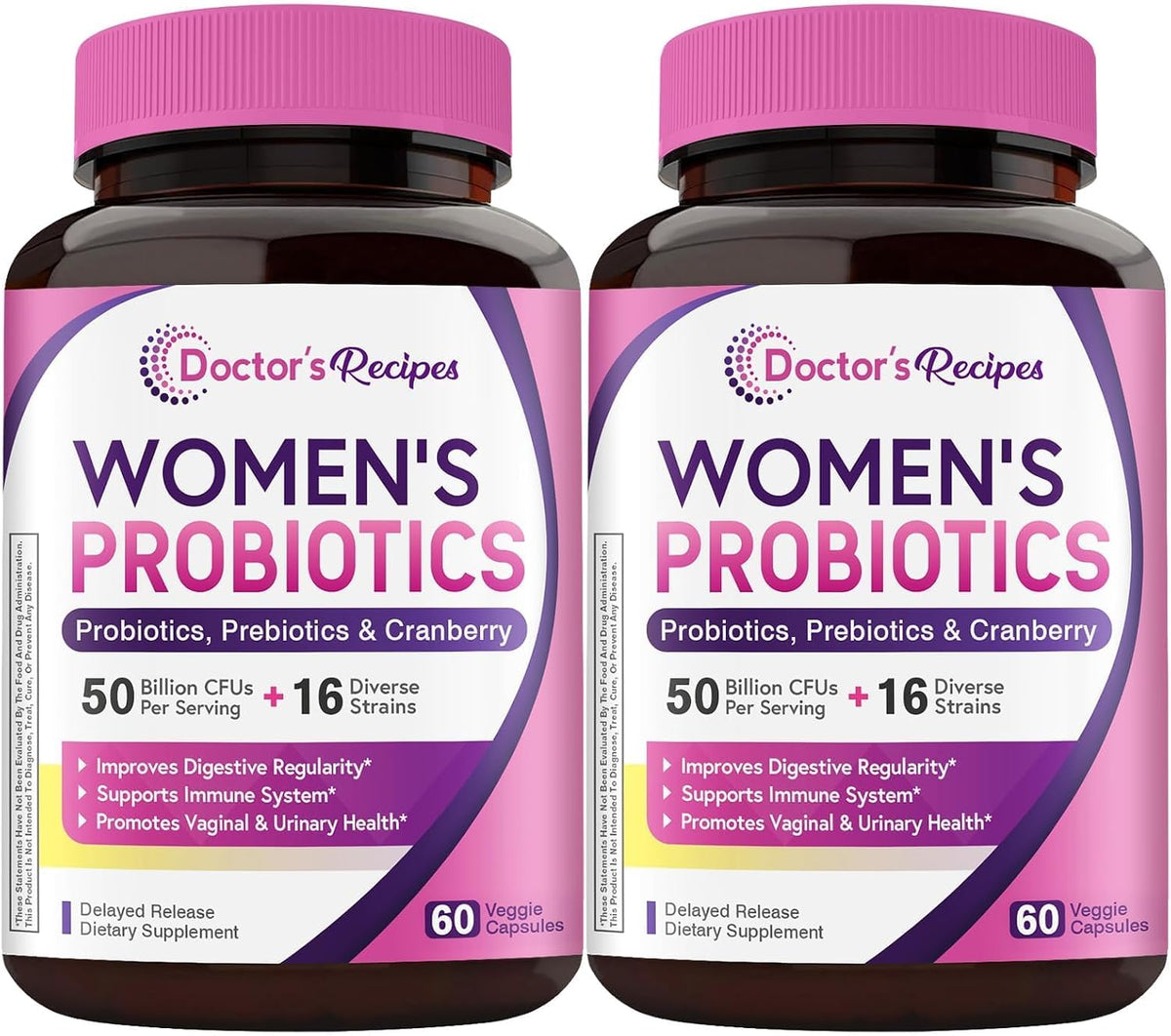 Doctor's Recipes Women's Probiotic, 60 Caps 50 Billion CFU 16 Strains, with Organic Cranberry, Digestive Immune Vaginal & Urinary Health, Shelf Stable, Delayed Release, No Soy Gluten Dairy - Image 11