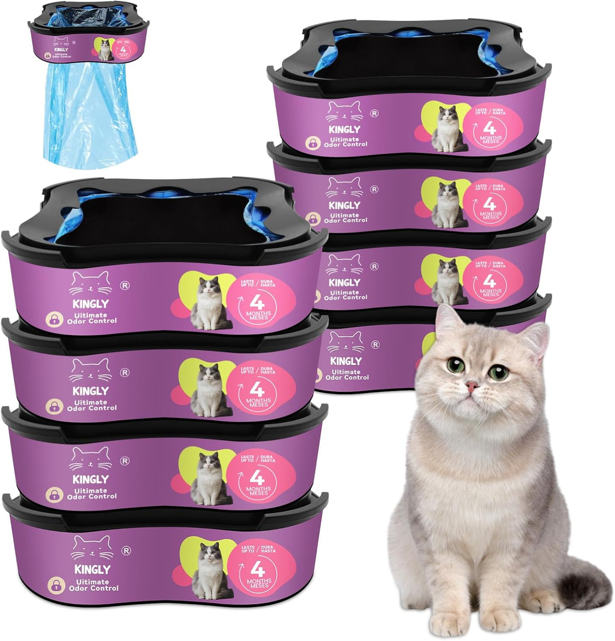 Kingly premium cat litter refill bags front view packaging