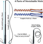 ASOCEA dog flirt pole fully extended to thirty-five inches with attached blue cotton chew tail toy