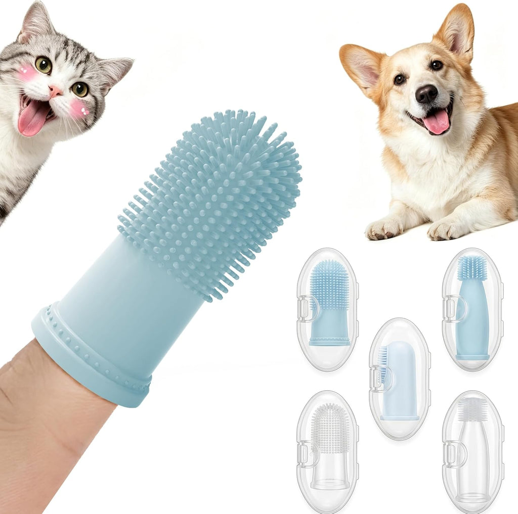 Dog Trust 5-pack silicone finger toothbrush set with cases
