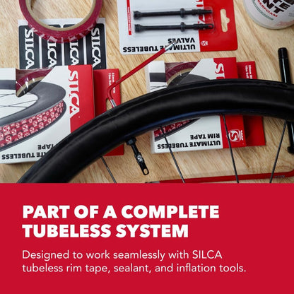 Close up of the rubber conical base seal on the SILCA ultimate tubeless valve