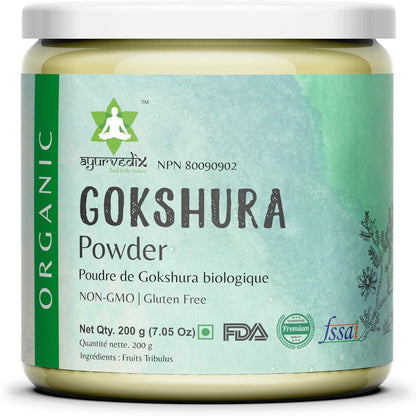 Ayurvedix Organic Gokshura Powder jar front view