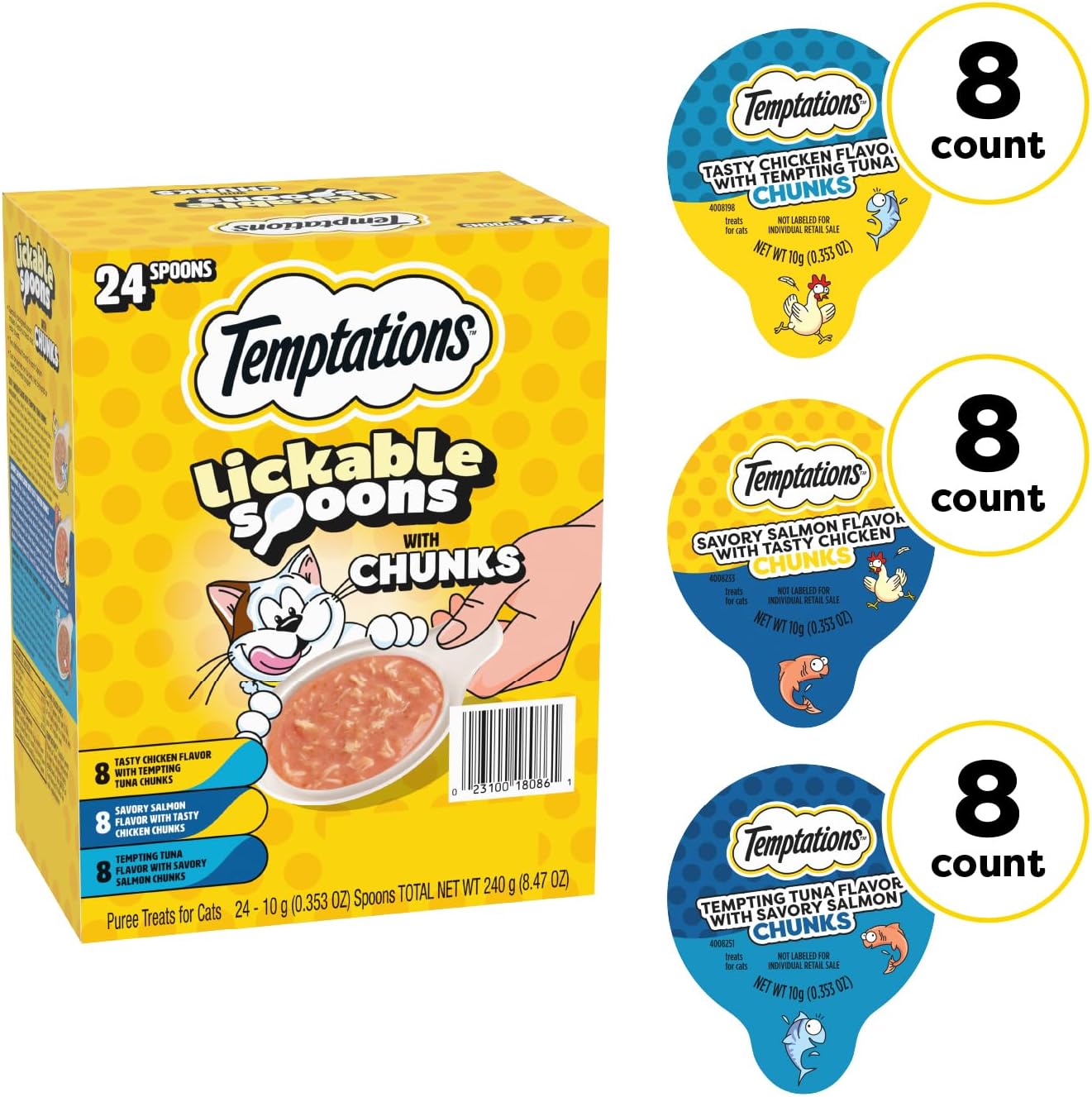 Temptations cat treats creamy puree spoon packaging