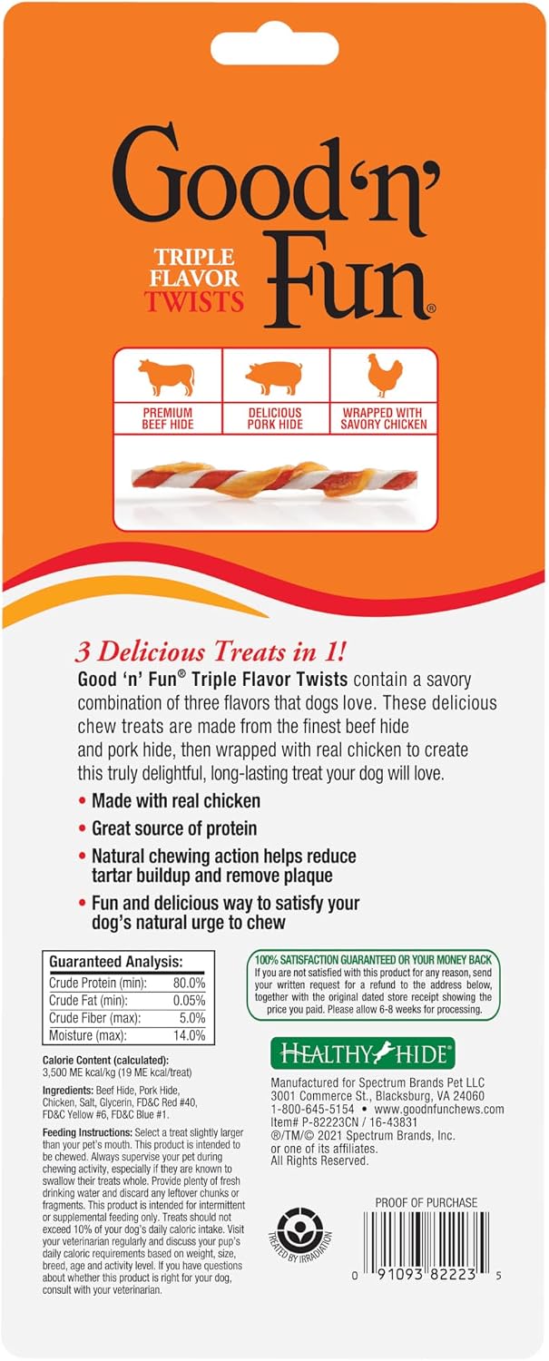 Good 'N' Fun dog treats wrapped with real chicken jerky