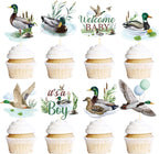 Rakuto Mallard Duck baby shower cupcake toppers set front view