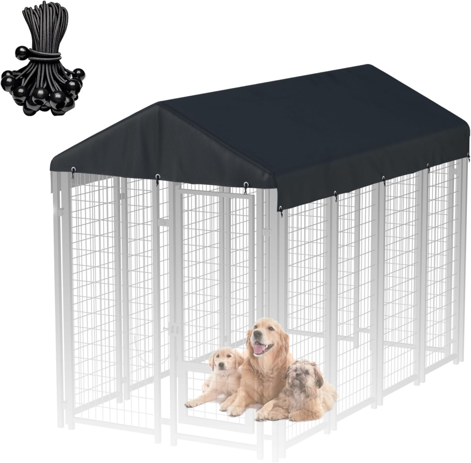 8' x 4' Outdoors Replaceable Dog Kennel Cover 420D Heavy Duty Waterproof Dog Kennel Canopy Covers - Black (Includes cover only) - Image 11