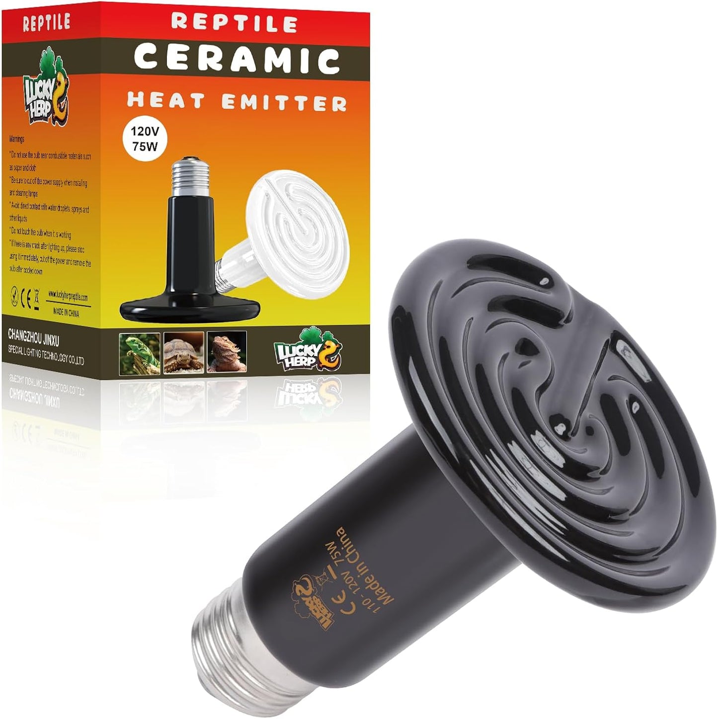 LUCKY HERP Reptile Heat Lamp - 100W Ceramic Heat Emitter Reptile Heat Lamp Bulbs (1 Pack), No Light Ceramic Heat Bulb, Heat Lamp for Reptiles Amphibian Chicken Pet Brooder Coop Lizard Turtle - Image 11