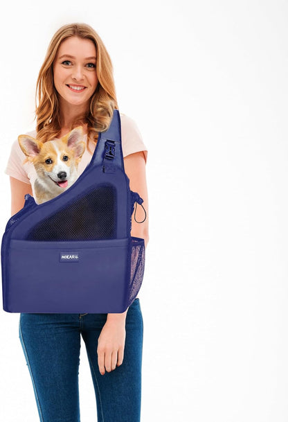 Small Dog Sling Carrier Bag, Hands-Free Dog Carrier Sling with Safety Buckle, Breathable Mesh, Adjustable Strap, Padded Back, Storage Pockets, Pet Carrier for Dogs, Cats, Puppies up to 8-10 lbs - Image 9