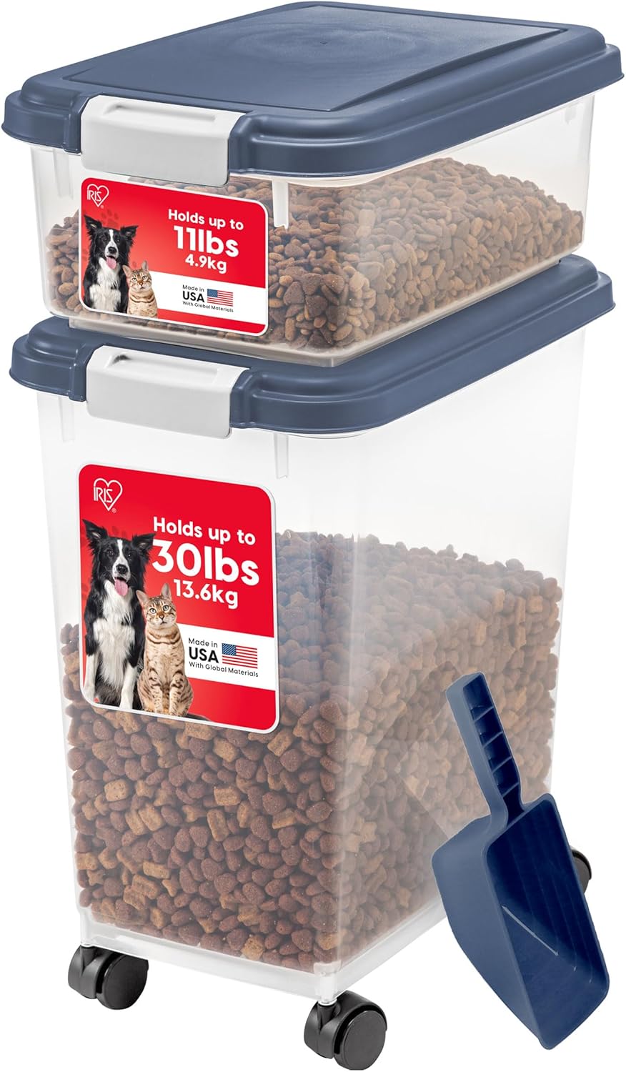 IRIS USA Dog Food Storage Container 30 lb + 11lb Airtight Combo, Stackable Pet Food Storage Bin with Wheels for Cat Dog Food, BPA Free, Made in USA, Black - Image 11