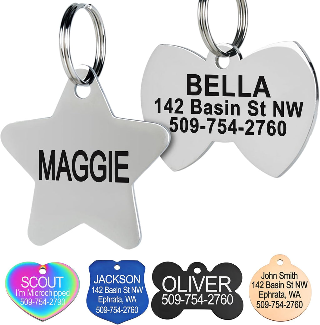 GoTags Stainless Steel Pet ID Tags, Personalized Dog Tags and Cat Tags, up to 8 Lines of Custom Text, Engraved on Both Sides, in Bone, Round, Heart, Bowtie and More (Dog Bone, Regular (Pack of 1)) - Image 15