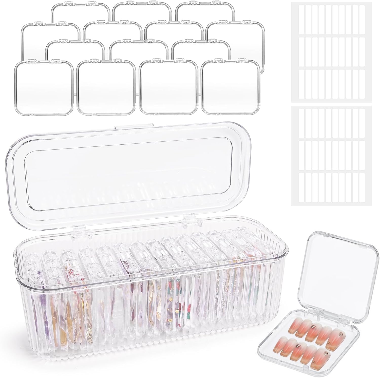 Conbola press on nail organizer 14 piece set with large storage box