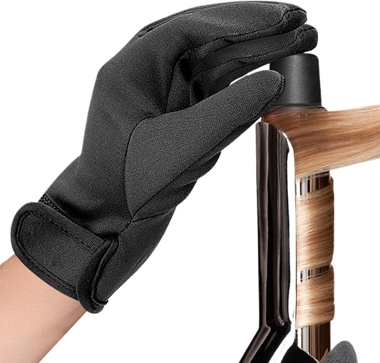 Whnbuij professional heat resistant hair styling glove front view showing thick black anti scald fabric.