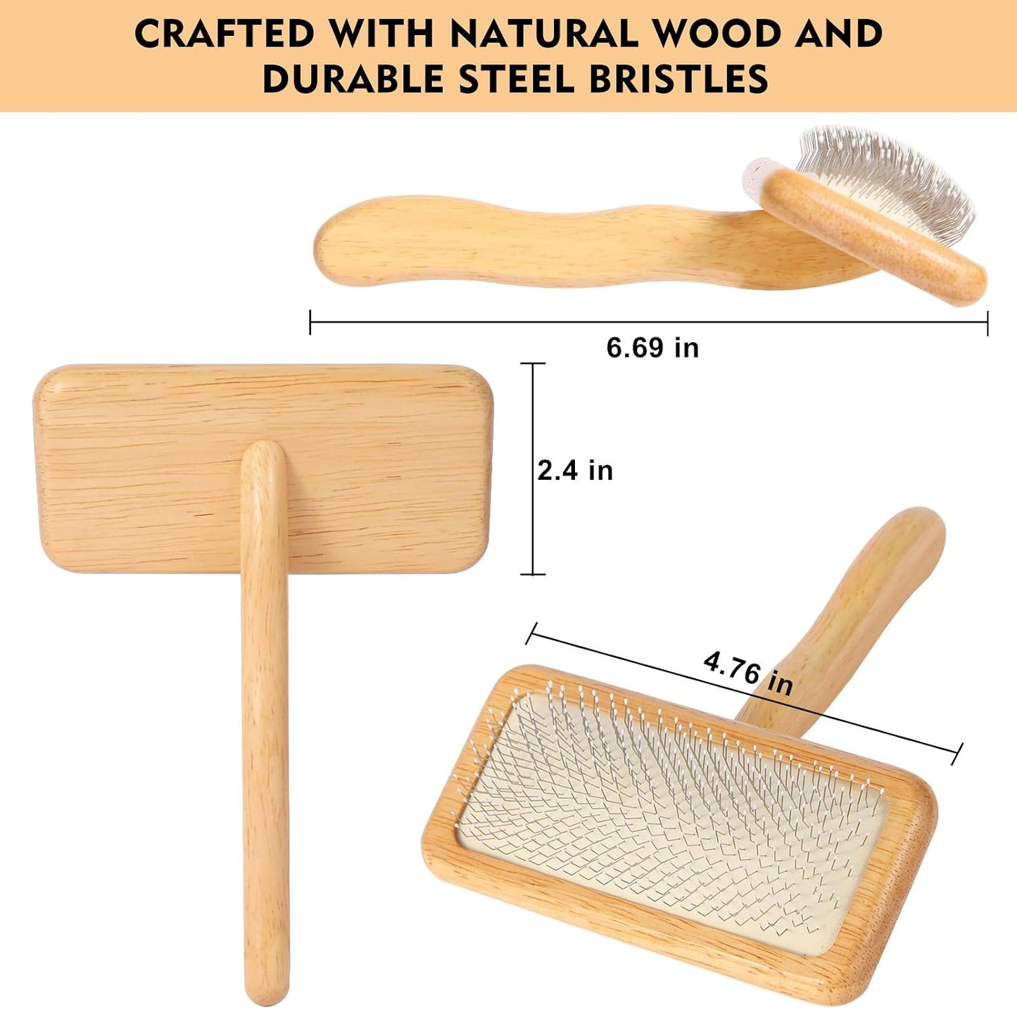 Coated bristle tips on pet slicker brush for sensitive skin protection