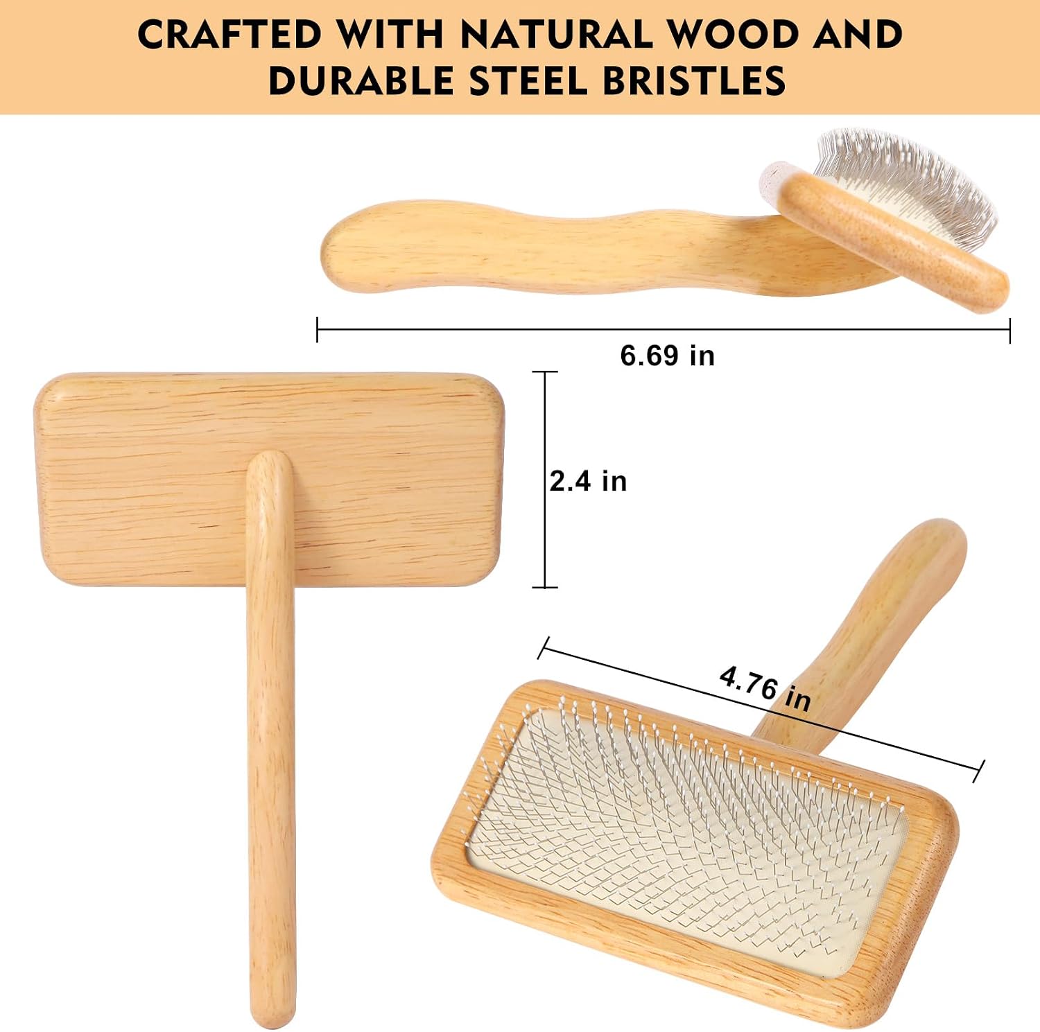 Coated bristle tips on pet slicker brush for sensitive skin protection