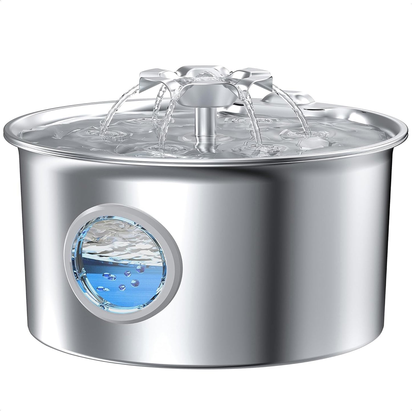 IHOUONE stainless steel cat water fountain front view