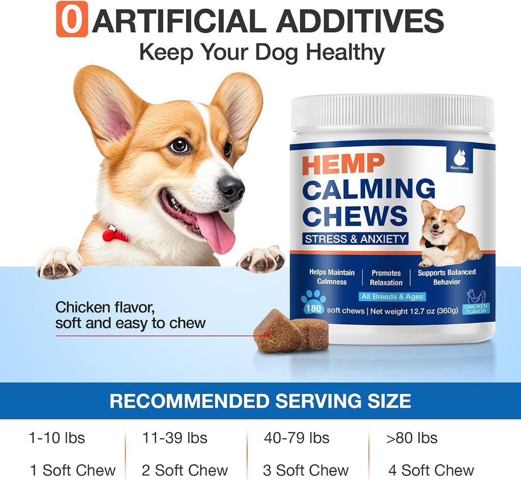 Strellalab natural hemp calming soft treats for behavior management in dogs