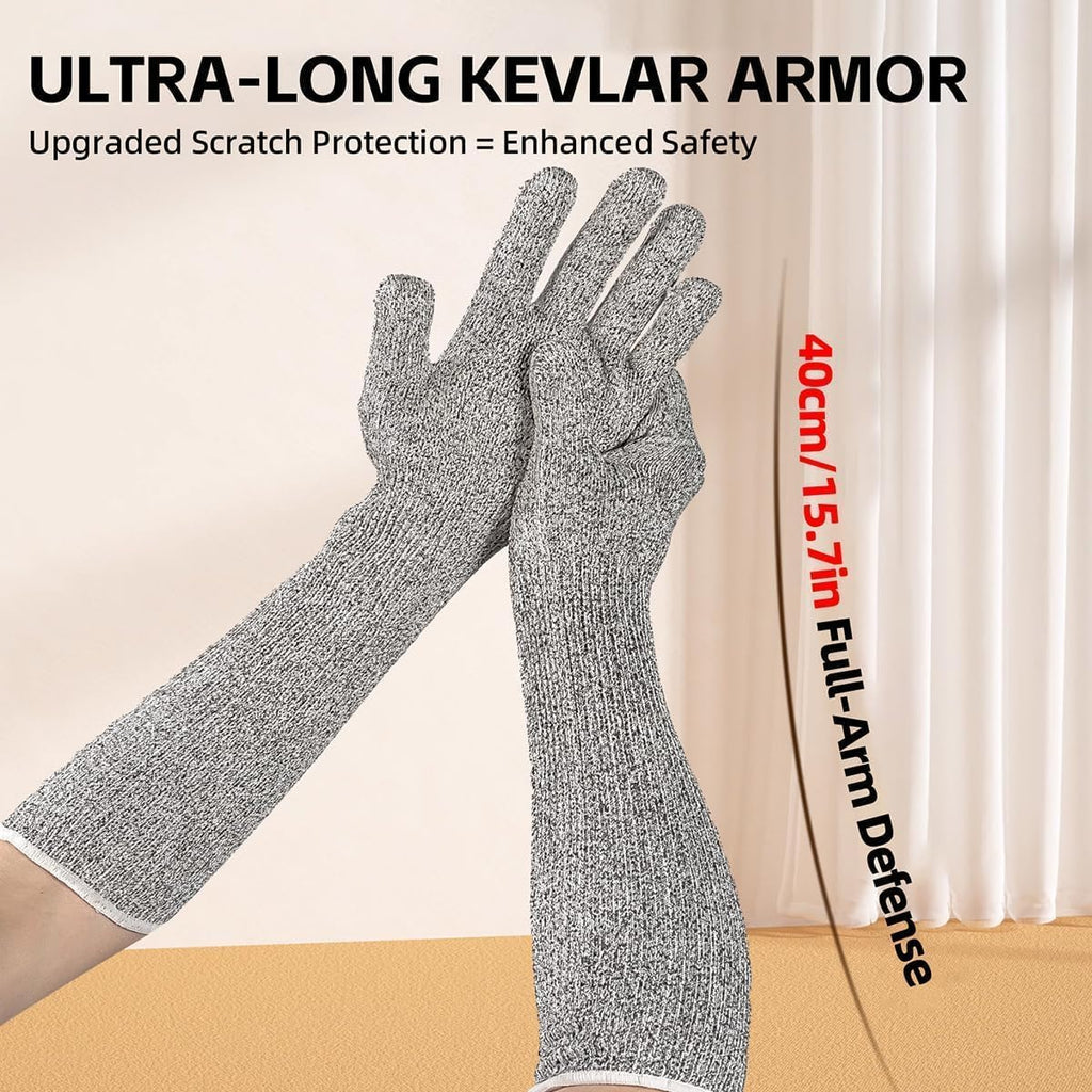 MANON ROSA bite resistant sleeves highlighting the flexible finger free precision layout.