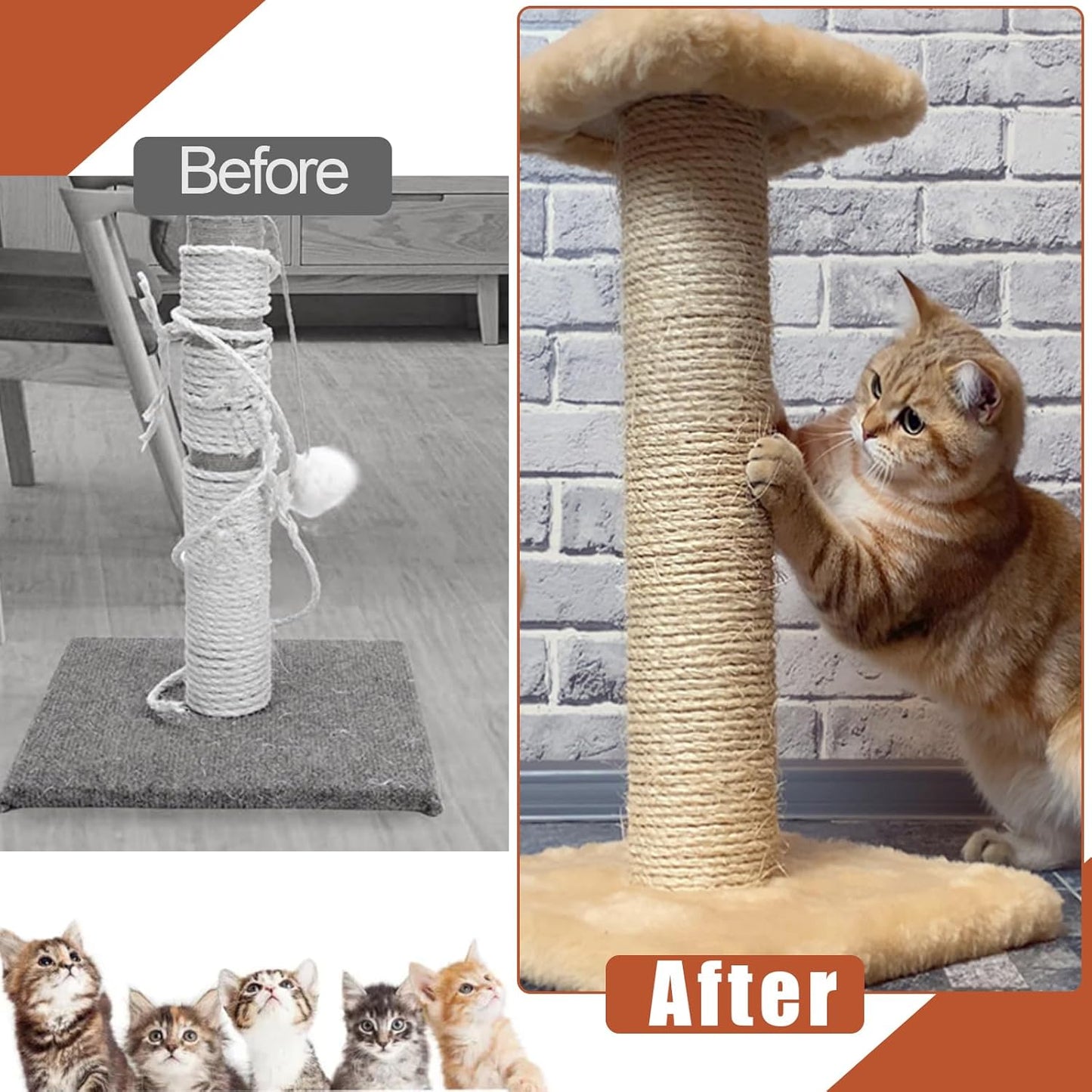 High durability 4-strand sisal rope for pets