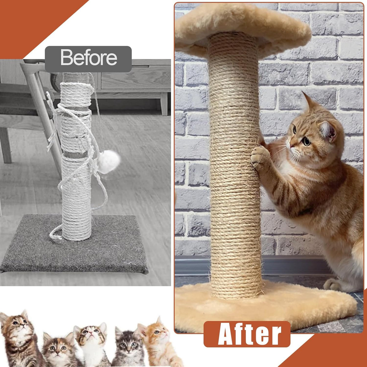 High durability 4-strand sisal rope for pets