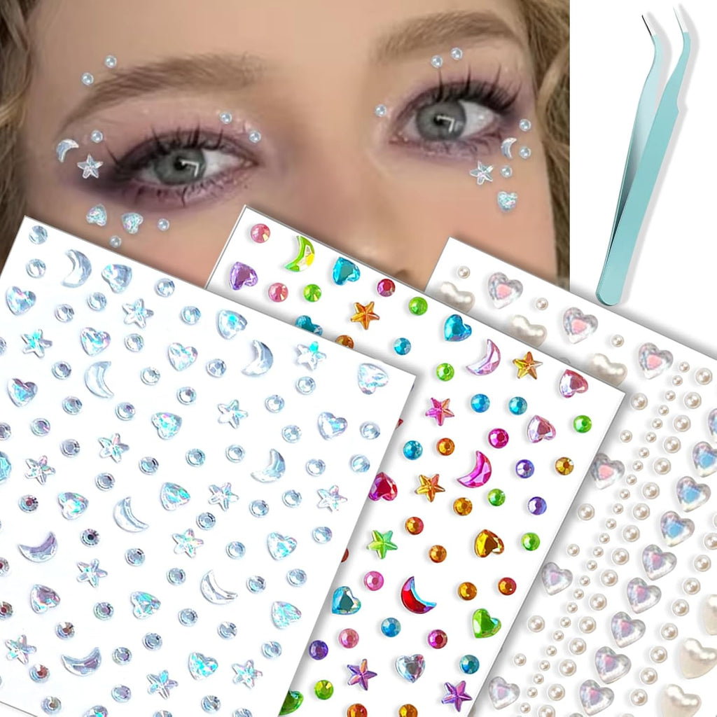 Nooepc self adhesive face gems stickers front view