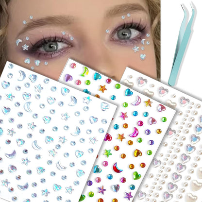 Nooepc self adhesive face gems stickers front view